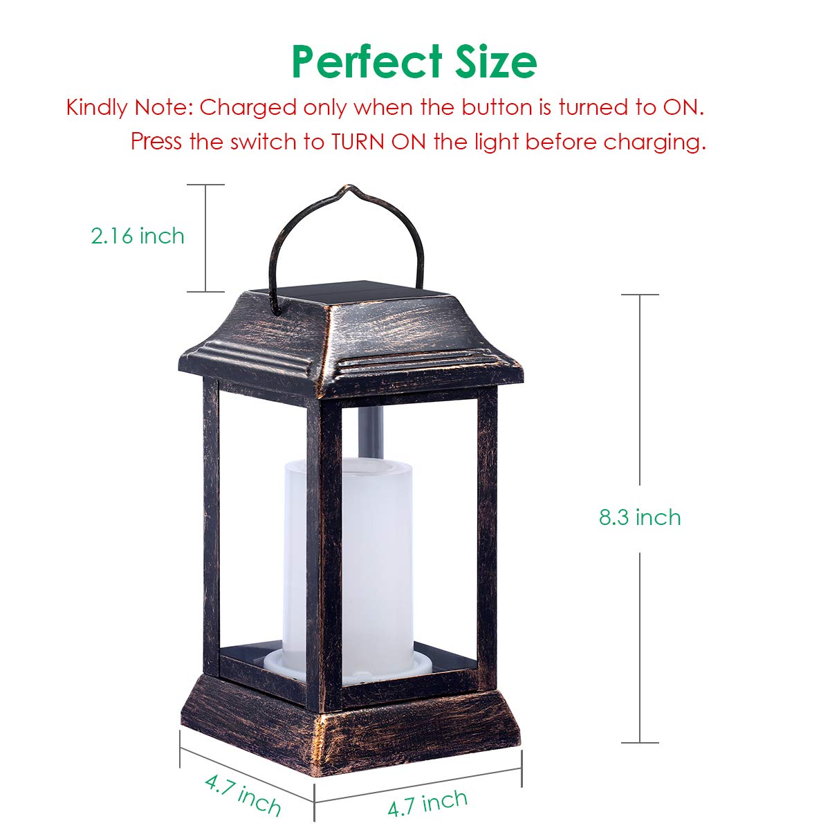 Tomcare Solar Lanterns - 2 Pack Metal Flickering Flame Led Lights, Waterproof, Bronze, Model Sz-19003 For Outdoor Patio Garden Decor