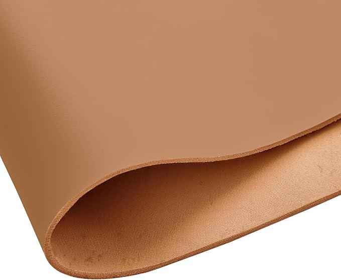 Tooling Leather Full Grain Sheets Genuine Cowhide Leather 1.8mm-2.0mm Thick Square Piece for Sewing Hobby, Crafting Leather Work Beige 6"x12"