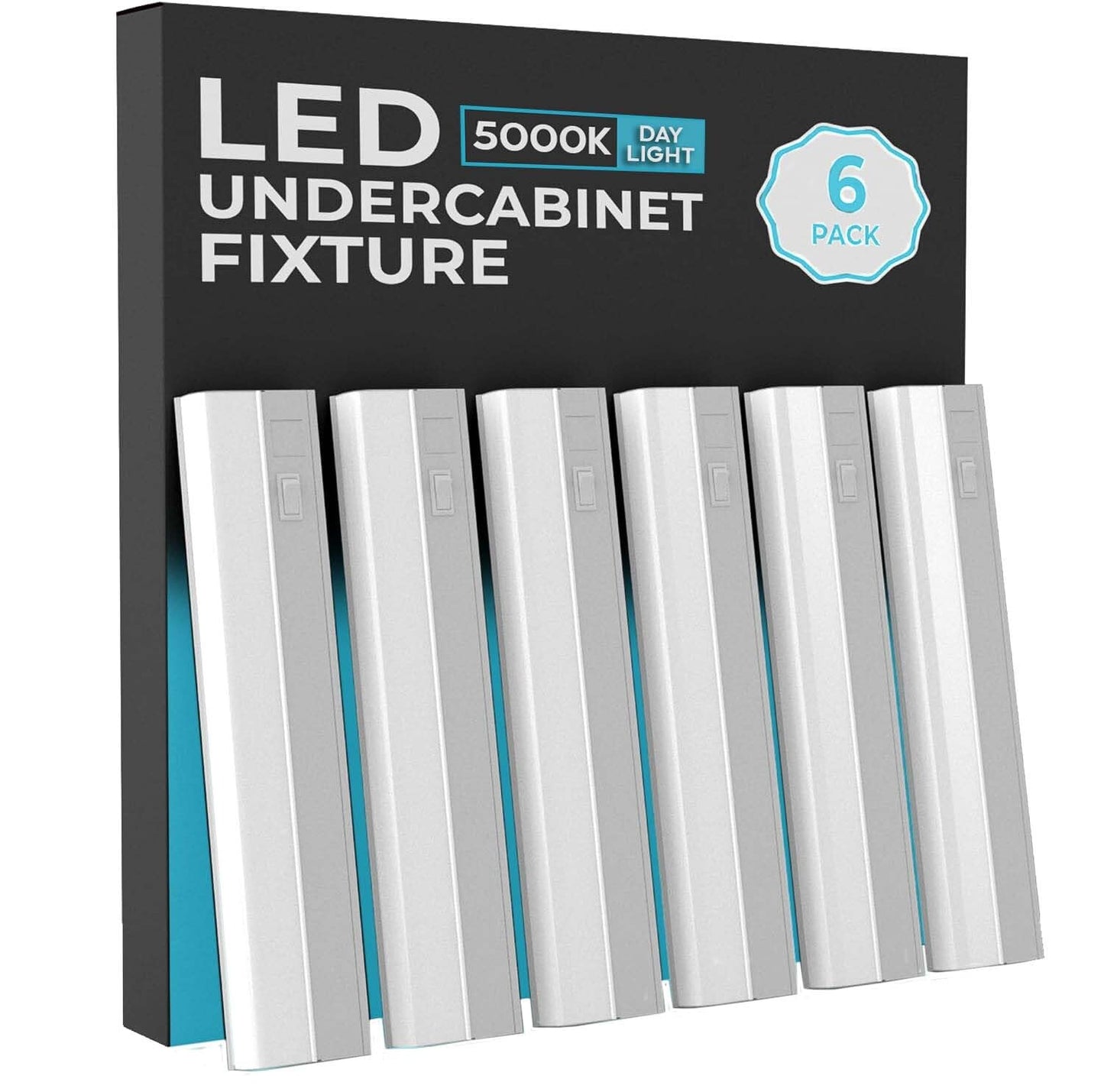 harrrrd 6 Pack Hardwired LED Under Cabinet Lighting - 16W, 24in, Dimmable, Metal, 5000K Daylight
