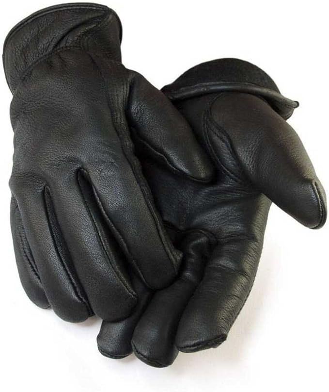 NORTH STAR Mens Full Grain Black Deerskin Lined with 100 gram 3M Lining 013B