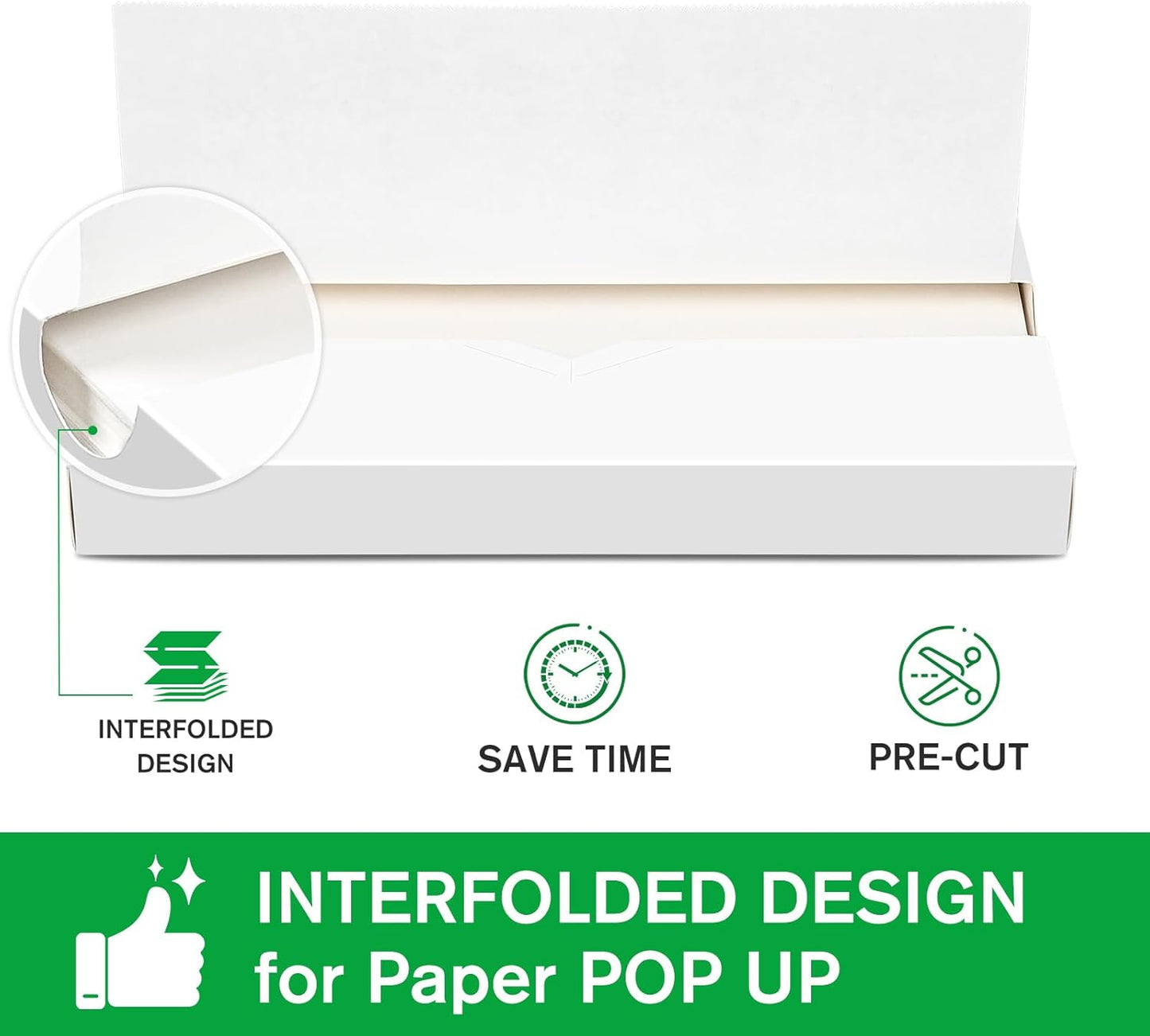 Precut POP UP Deli Paper Sheet Pack of 200, Interfolded Heavy Paper for Food Wrap and Serving (10" x 10-1/2", White）