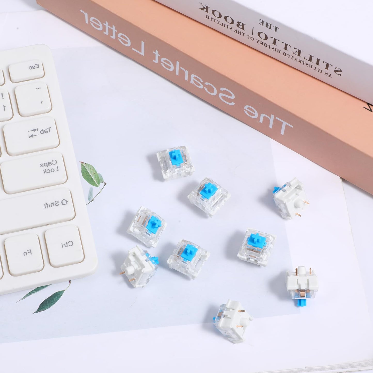 30 Pieces Blue Mechanical Keyboard Switches, 3 Pin Pre-Lubricated Clicky Key Switches, Dustproof and Waterproof Keyboard Accessories for Mechanical Gaming Keyboards