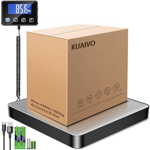 KUAIVO Shipping Scale, 440lb/0.35oz High Accurate Digital Postal Scale with Hold/Tare Function, Shipping Scale for Small B...