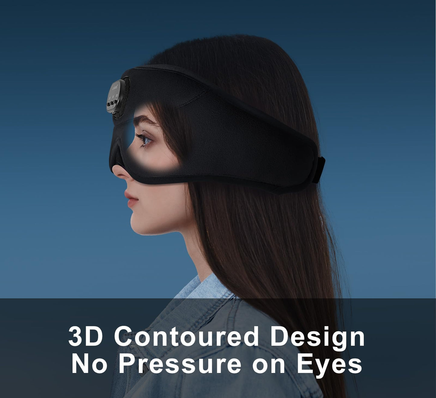 ZHENYEMEI Bluetooth Sleep Mask with Smart Timing, 100% Blackout 3D Contoured Eye Mask for Sleeping & Music Auto Shut Off, Breathable No Pressure for Side Sleeper Travel Essential Gift for Women Men