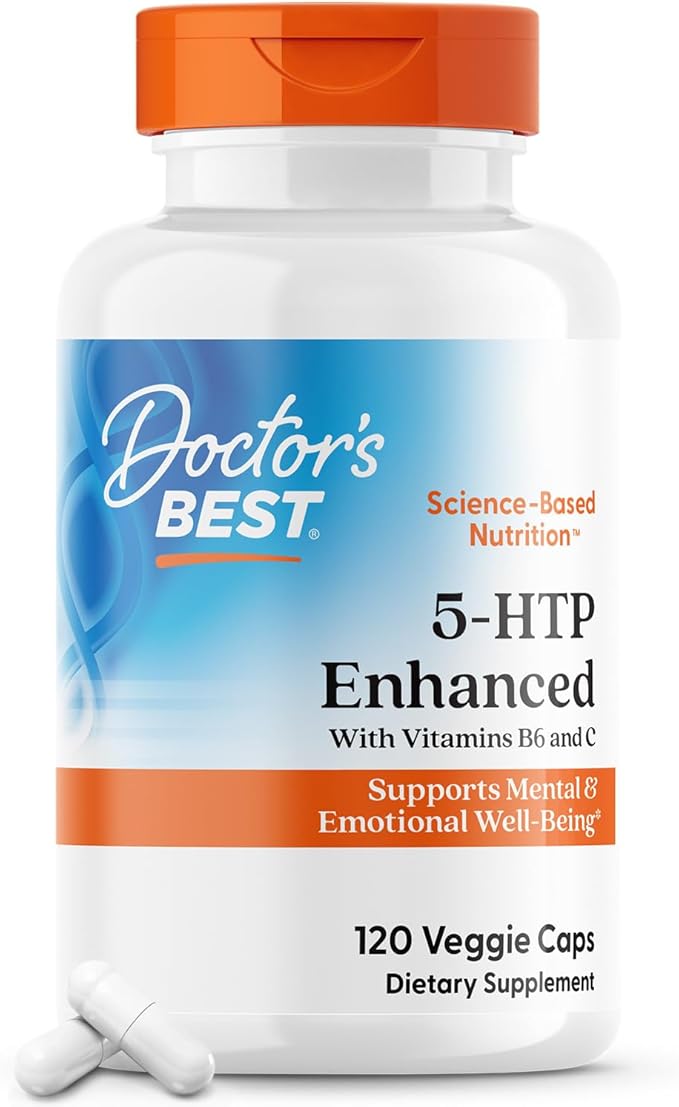 Doctors Best 5-HTP Enhanced with Vitamins B6 & C, Supports Mental & Emotional Well-Being, Non-GMO, Gluten Free, Soy Free, Vegan 120 Veggie Caps