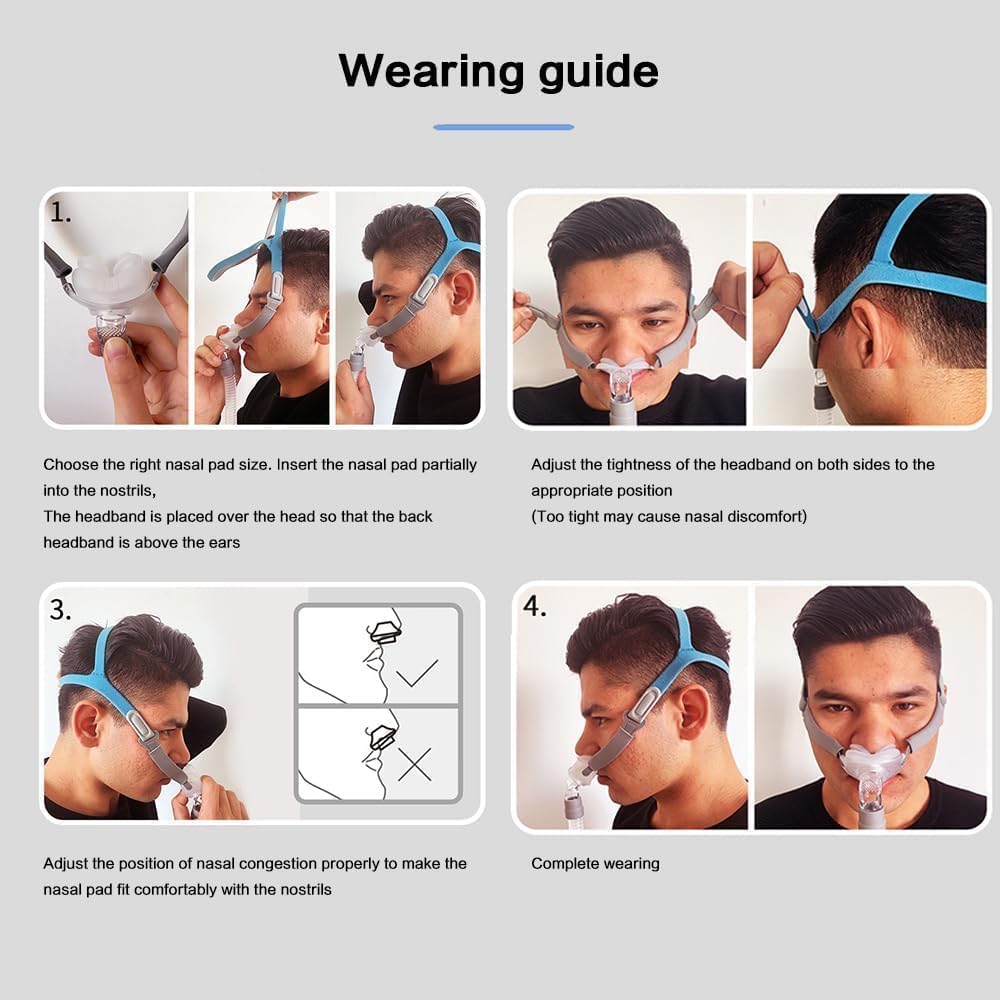 Nasal Pillow - Includes Small, Medium, Large Nose Adapter, Headgear, Frame, and Hose
