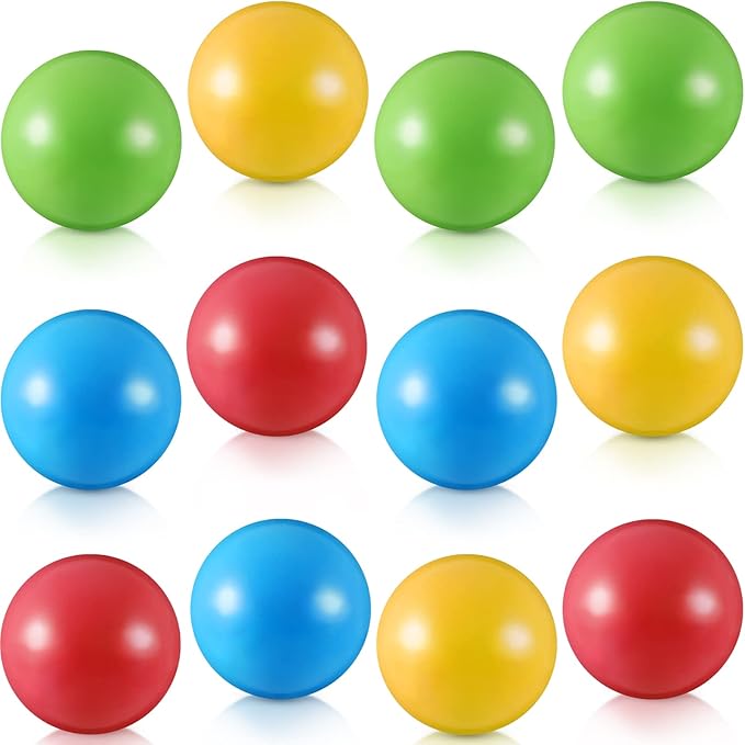 Civaner 12 Pieces Multi Colored Plastic Replacement Balls Small Bulldozer Popper Toy Balls 1.75 Inch Soft Crush Proof Air ...