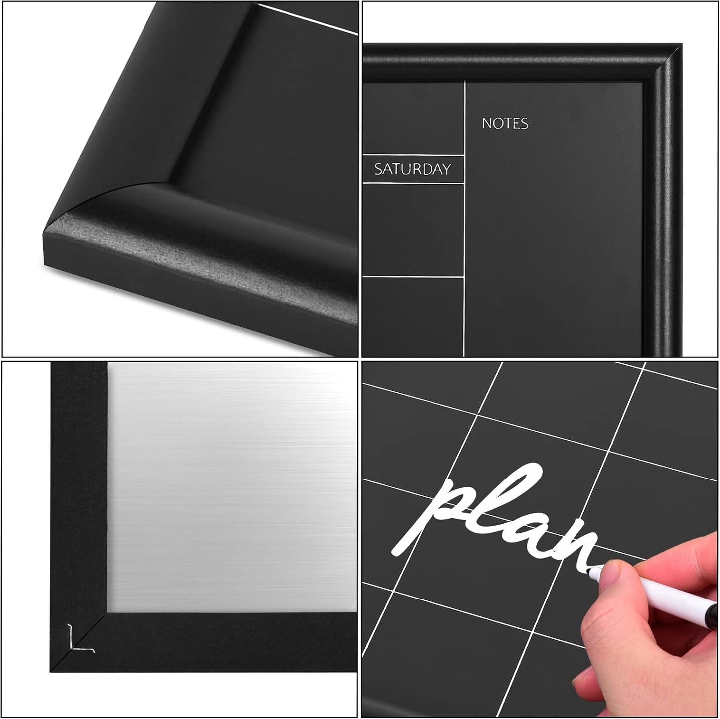 TORASO Calendar Chalkboard, Small Magnetic Surface Black Wood Frame Chalk Board for Planning/School Timetable/Memo,11.8 x 15.7 inches, Hanging Board for Office, School and Home(YLHB-BK-3040)