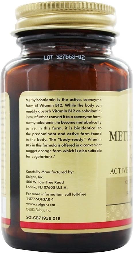 Solgar Methylcobalamin (vitamin B12) 5000 Mcg, 60 Nuggets, 60 Count (Pack of 12)