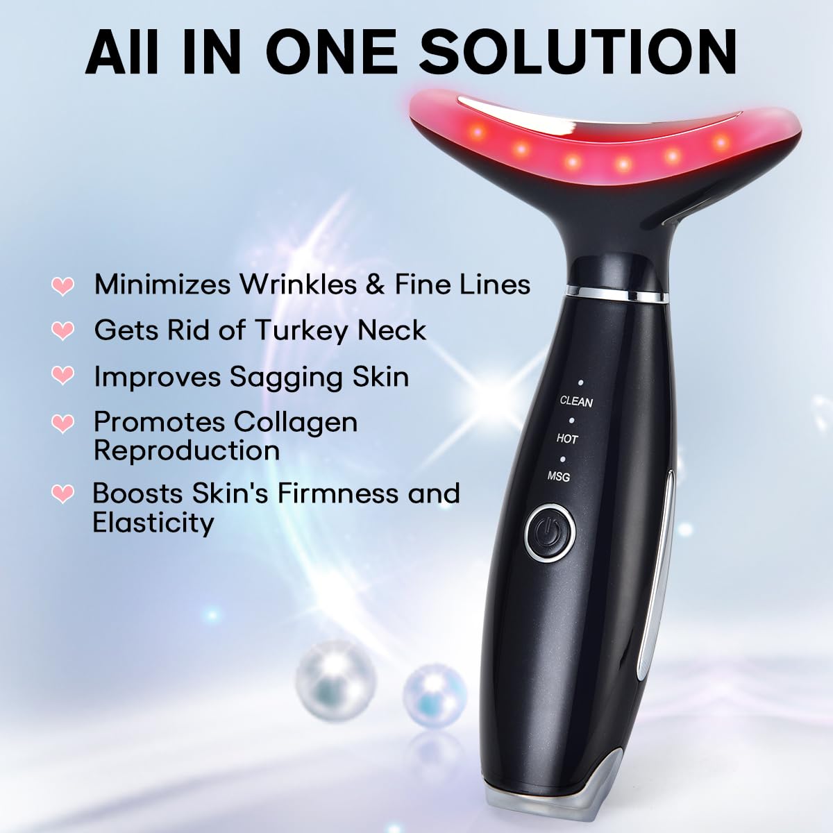LATME Facial Massager,Neck Face Massager Tool,3 Mode Massage with Heat,Portable Beauty Instrument for Skin Care Women Gift (Blac