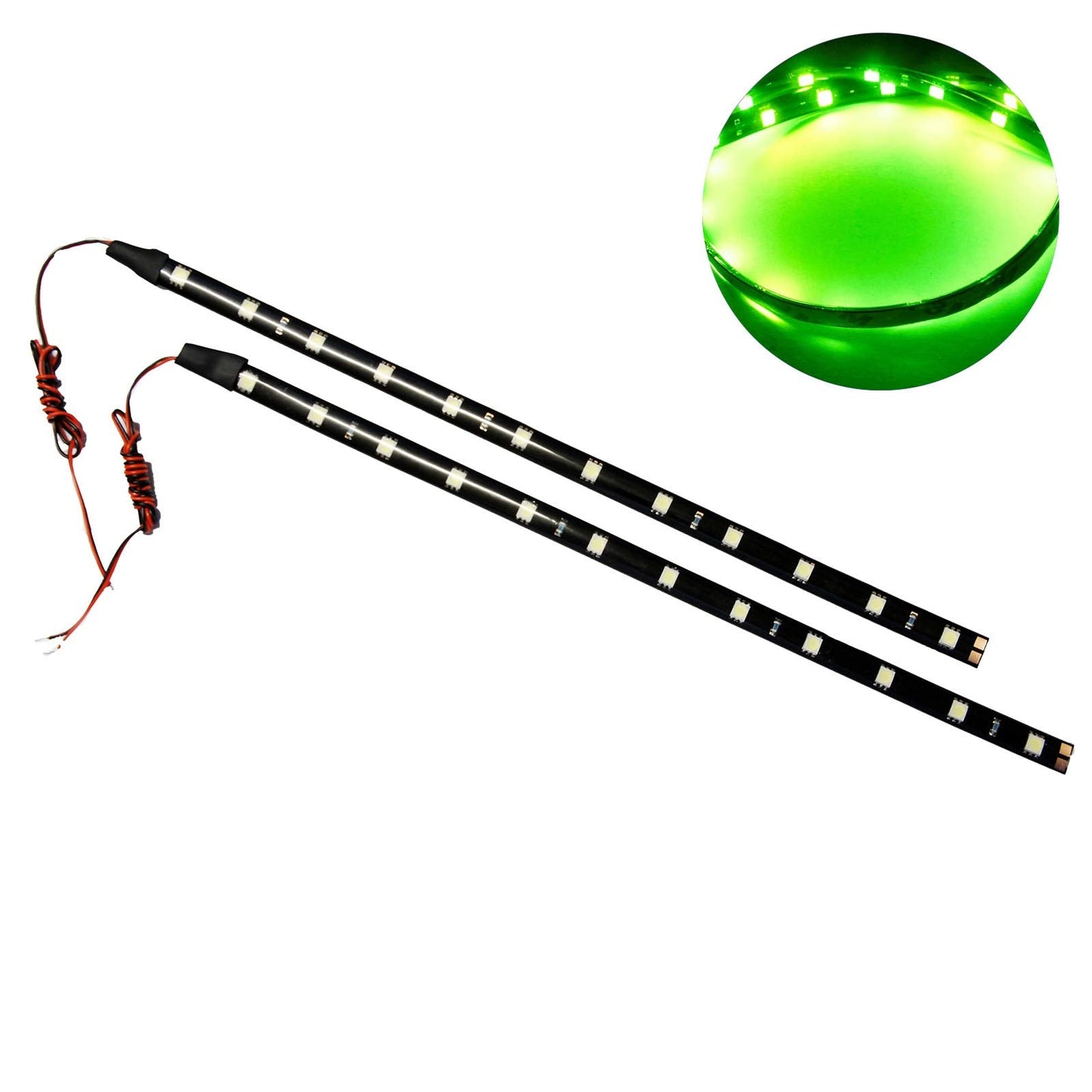 SOCAL-LED 12in Green Flexible LED Strips, Waterproof, 5050 SMD, High Power Accent Light for Car DRL Under Dash