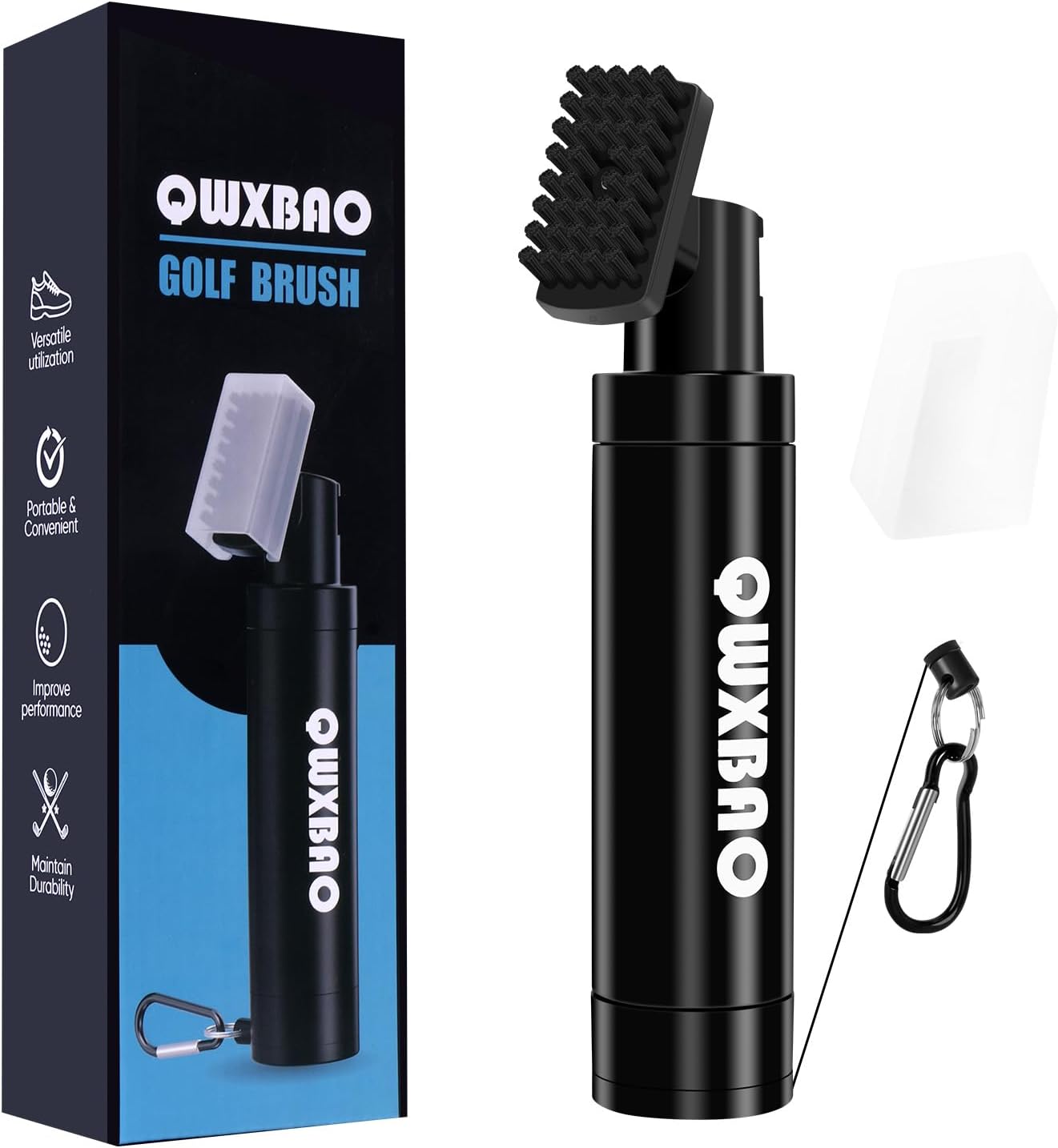 The Golf Club Brush Features a Press-Activated Water Bottle for Effortless Cleaning. Combining Portability with Cost-Effectiveness, This Gender-Neutral Design Makes an Ideal Gift for Players.