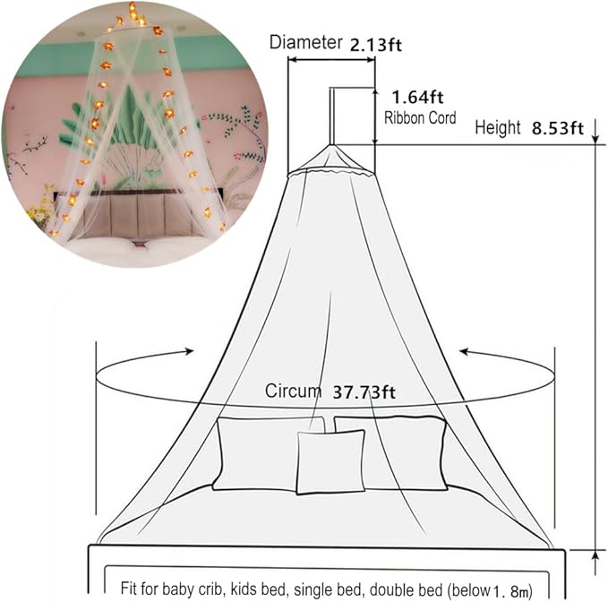 Eimilaly Maple Leaf Bed Canopy Mosquito Net for Room Decor - Halloween | Christmas | Thanksgiving | Fall Canopy for Adults, Babies, White/Single Door