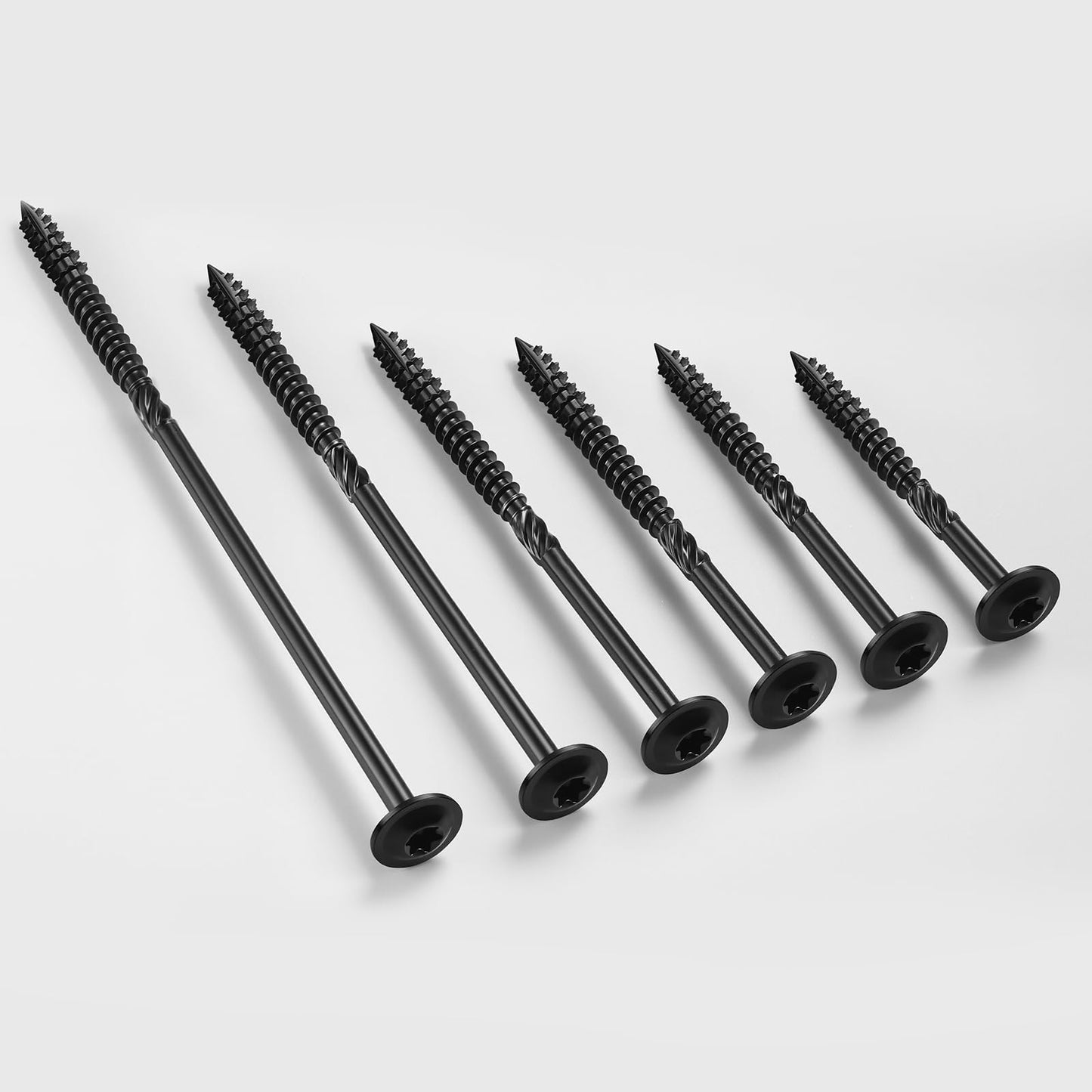 BNUOK Lag Screws #14 x 6 Inch, (1lb, 20pcs) Heavy Duty Construction Structural Exterior Wood Timber Screws, Torx Drive Washer Head Rust Resistant Black Epoxy Coated, with T30 Star Bit