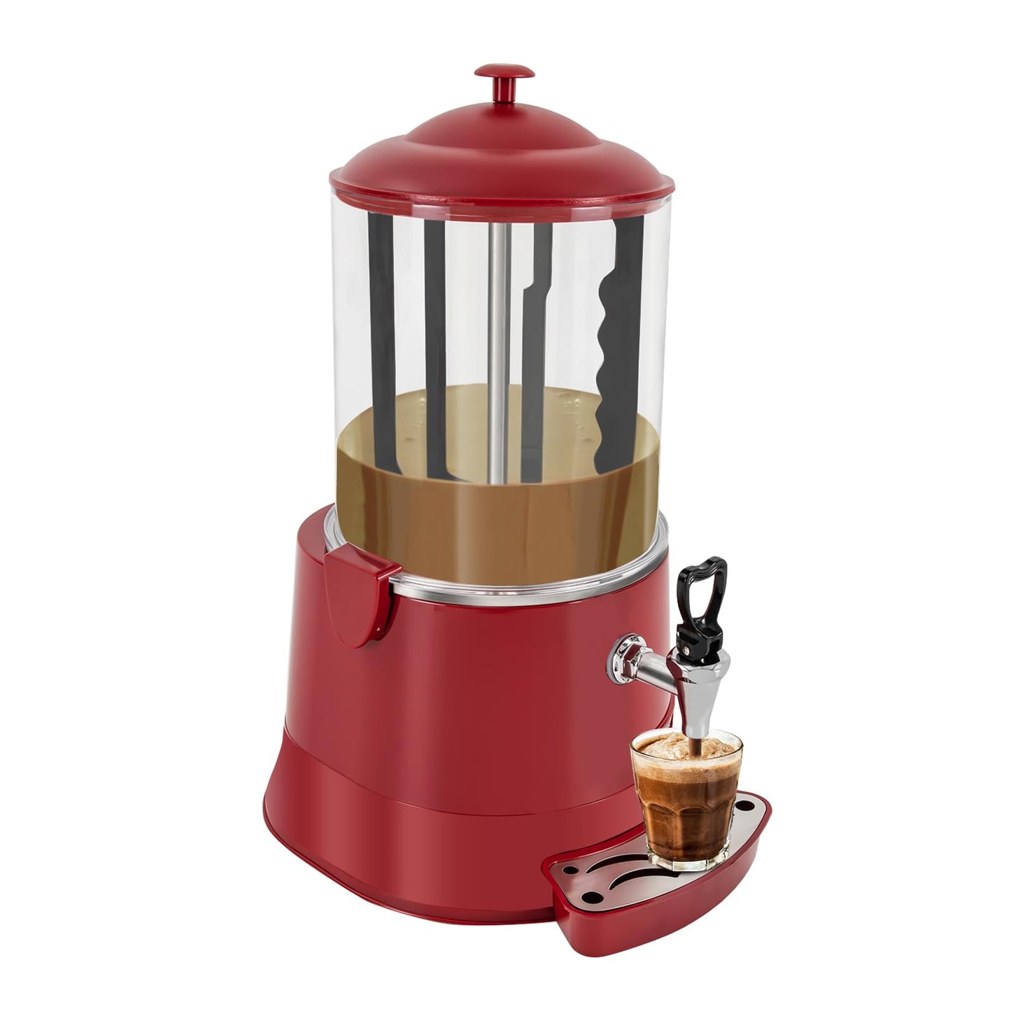 Unnsiapit Hot Chocolate Maker Machine, 400W 10L/2.7Gal Electric Stainless Steel Hot Chocolate Dispenser Melting Machine, Commercial Beverage Warmer Coffee Maker for Kitchen Party, Red