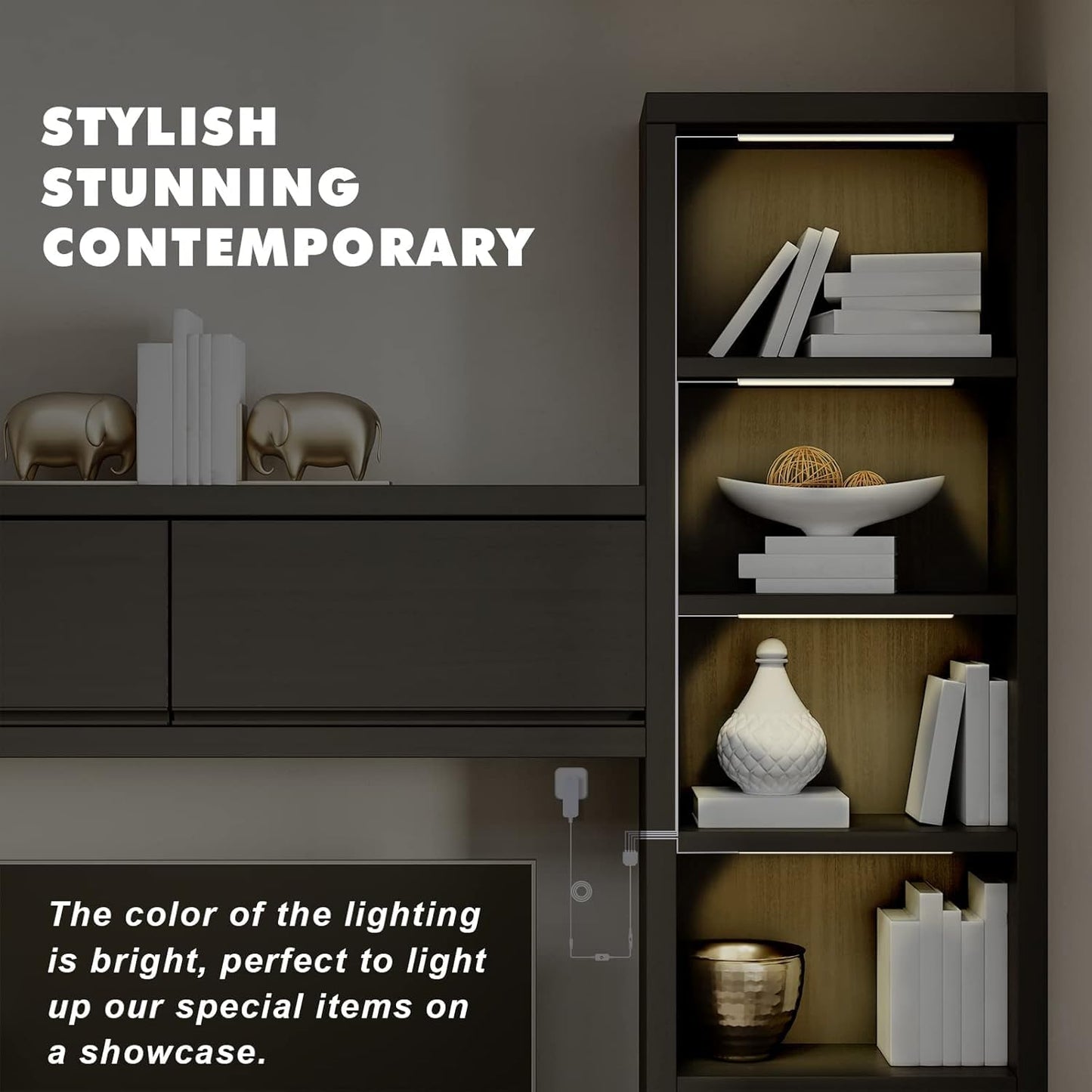 Jusjubr 4X12 Inch Natural White 4500K Shelf Lights  Dimmable Shelf Lighting With Memory Function  Ultra-Thin Black Led Light Bars For Cabinet  Display Case And Bookshelf