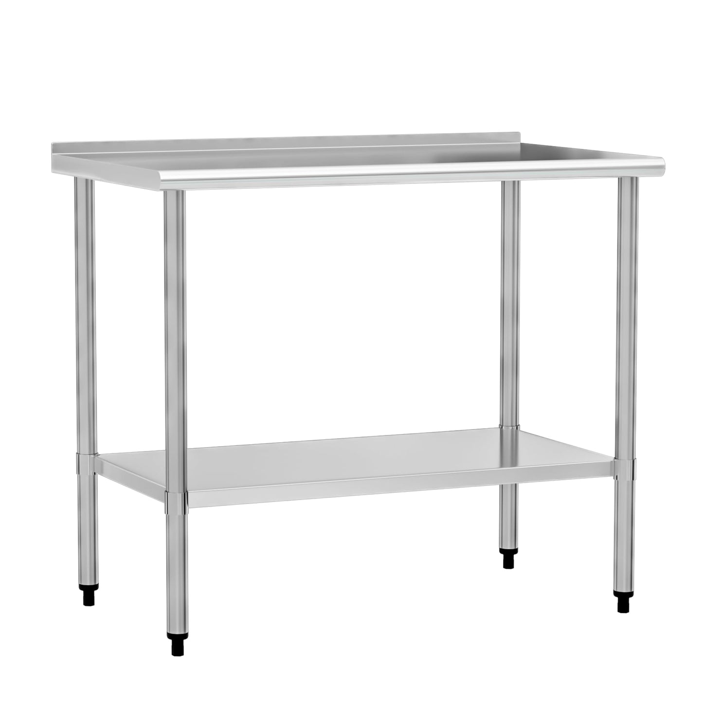 Chingoo Stainless Steel Work Table 24x48 Inch with Adjustable Undershelf & Backsplash, Heavy-Duty Prep Table for Commercial Kitchen, Restaurant, Garage, Outdoor