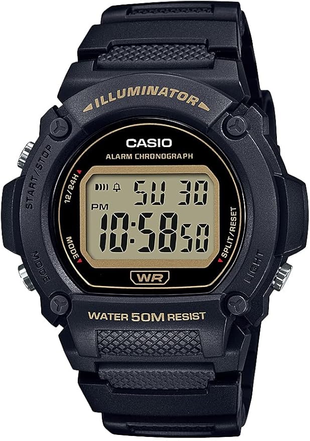 Casio W219H Series | Men’s Digital Watch | 50M WR | LED Illuminator | 100 SEC Chronograph | 1/100 SEC Stopwatch | Daily Al...