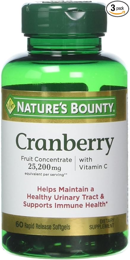 Nature's Bounty Cranberry with Vitamin C, 25,200 mg, 60 Softgels (Pack of 3)