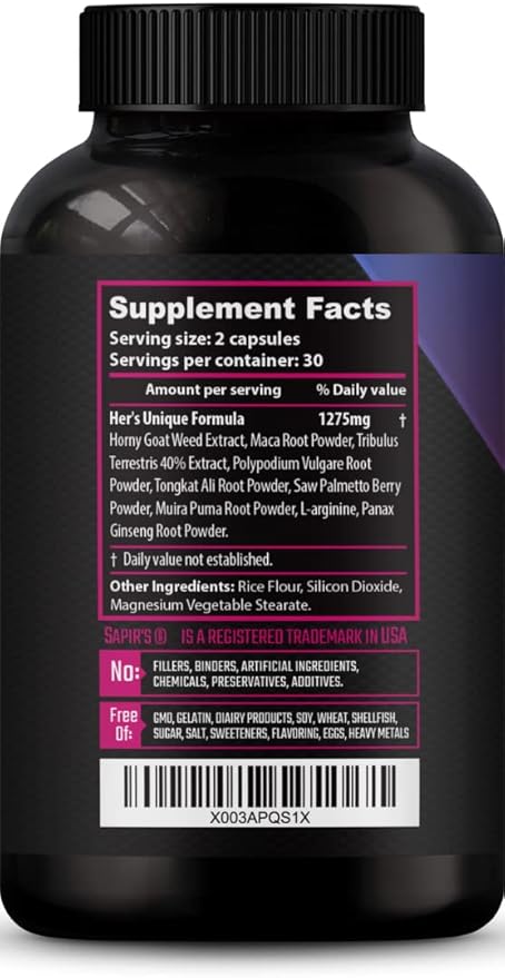 Female Libido Booster for Women - Increase Passion, Desire & Excitement - Relieve Stress, Reduce Dryness & Heighten Sensitivity, Hers Hornygoatweed Energy Supplement for Women in the Mood Enhancer