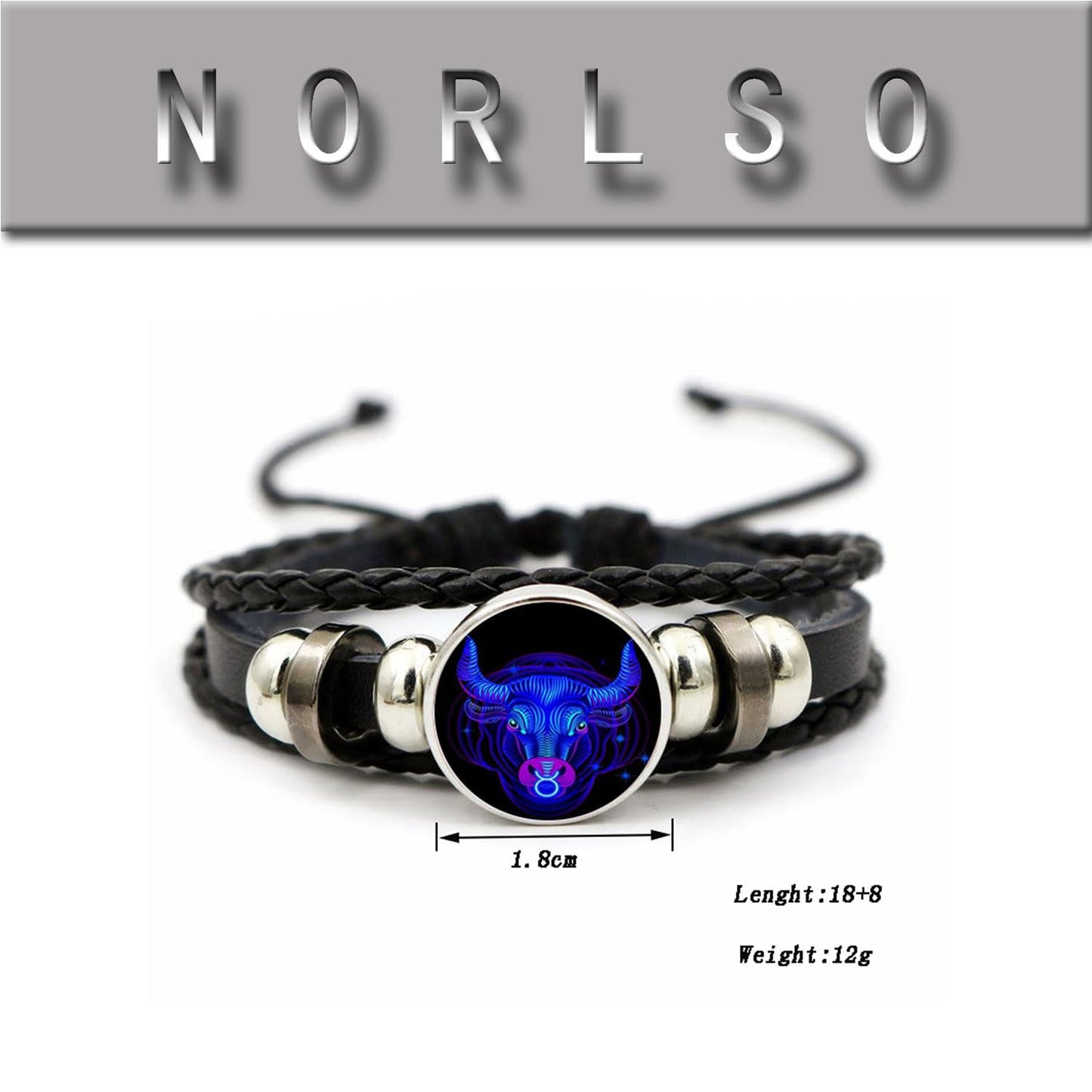 NORLSO Vintage Zodiac Constellation Bracelets Zodiac Guardian Bracelet Black Leather Bracelet Adjustable Handmade Woven Bracelet