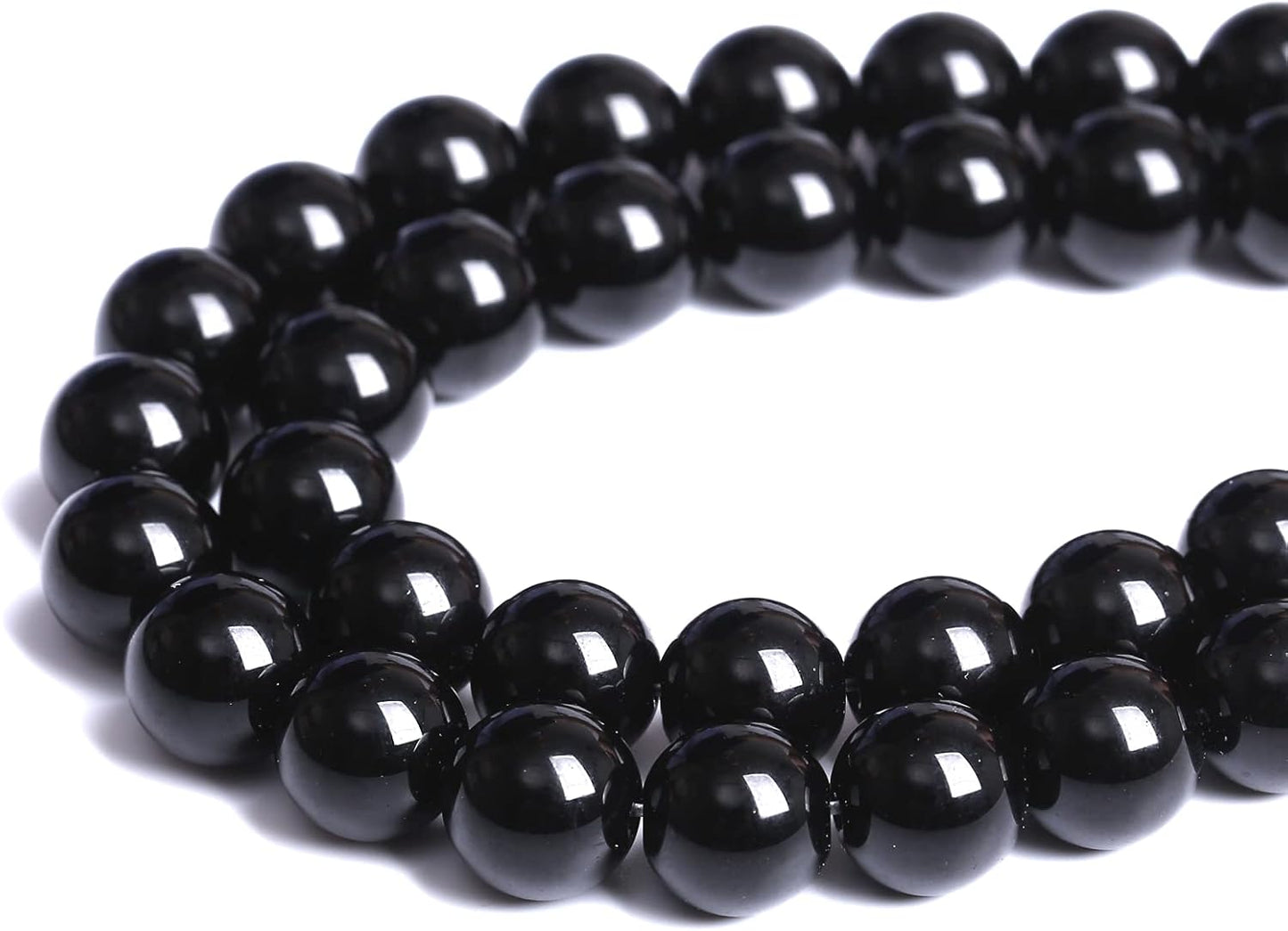 4mm 93pcs Natural Black Agates Onyx Stone Beads Smooth Round Loose Spacer Beads for Jewelry Making DIY Bracelets 15" (Black Agate, 4mm)