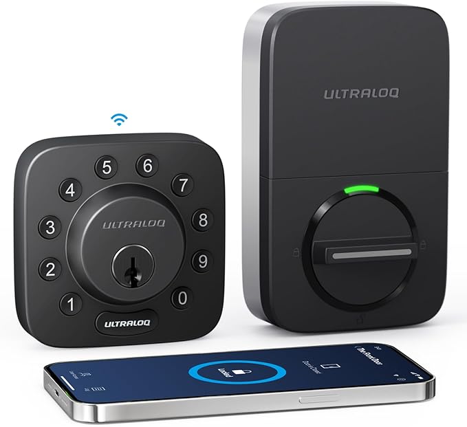 ULTRALOQ U-Bolt WiFi Smart Lock with Door Sensor, Built in Wi-Fi Keypad Deadbolt, Smart Door Lock for Front Door, Remote C...