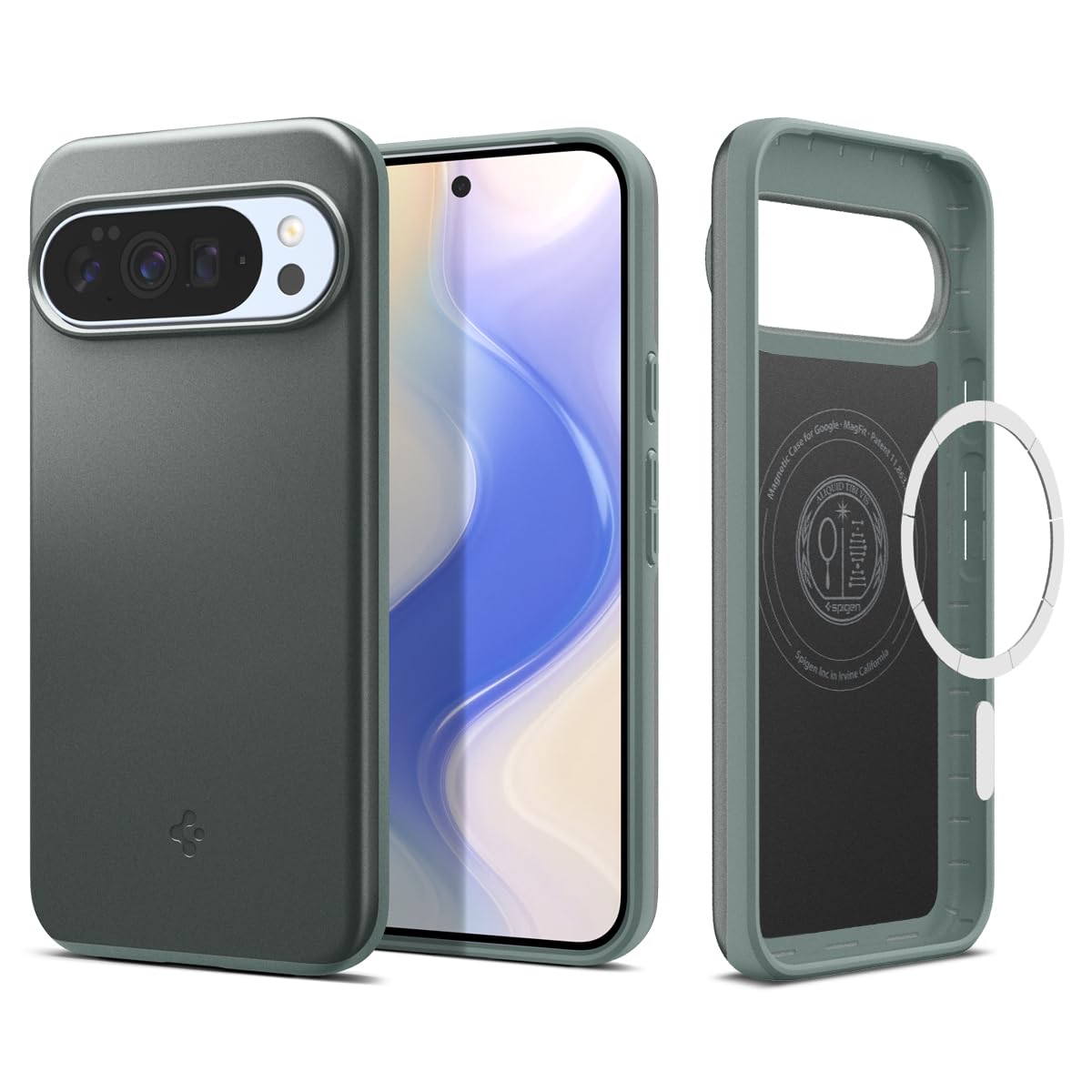 Spigen For Pixel 10 Pro Xl Case, Thin Fit Magfit (2025) [Designed For Pixelsnap, Compatible With Magsafe Accessories] - Sage Gre