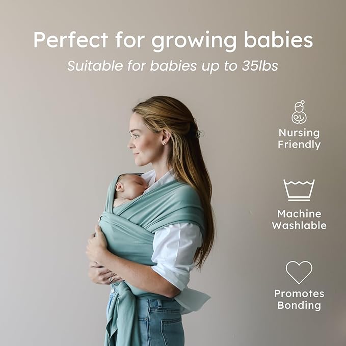 snuggle me Baby Wrap | Hands-Free Baby Wraps Carrier, Easy-Tie Baby Sling Carrier, Baby Carrier Wrap with Organic Cotton, Baby Wearing Wrap for Newborns from 0 to 18 Months (7-35 lbs) - Birch