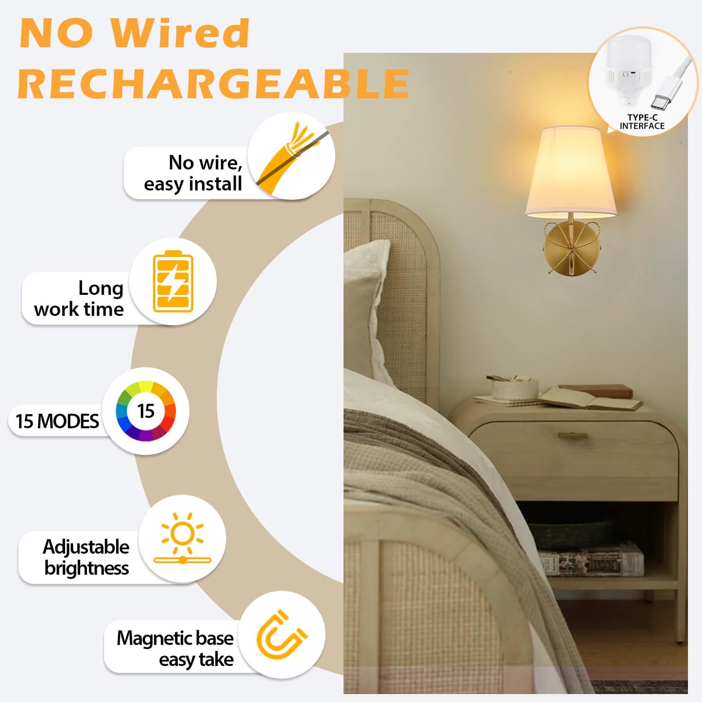 PASSICA DECOR Bow Wireless Wall Sconce Set of 2, Rechargeable Dimmable LED Lights, Polished Gold, Model U729-03-DP
