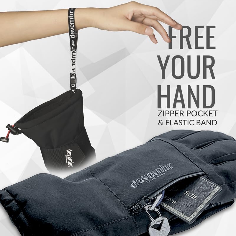 devembr Snowboarding Gloves with Wrist Guards, Ski Gloves Touchscreen