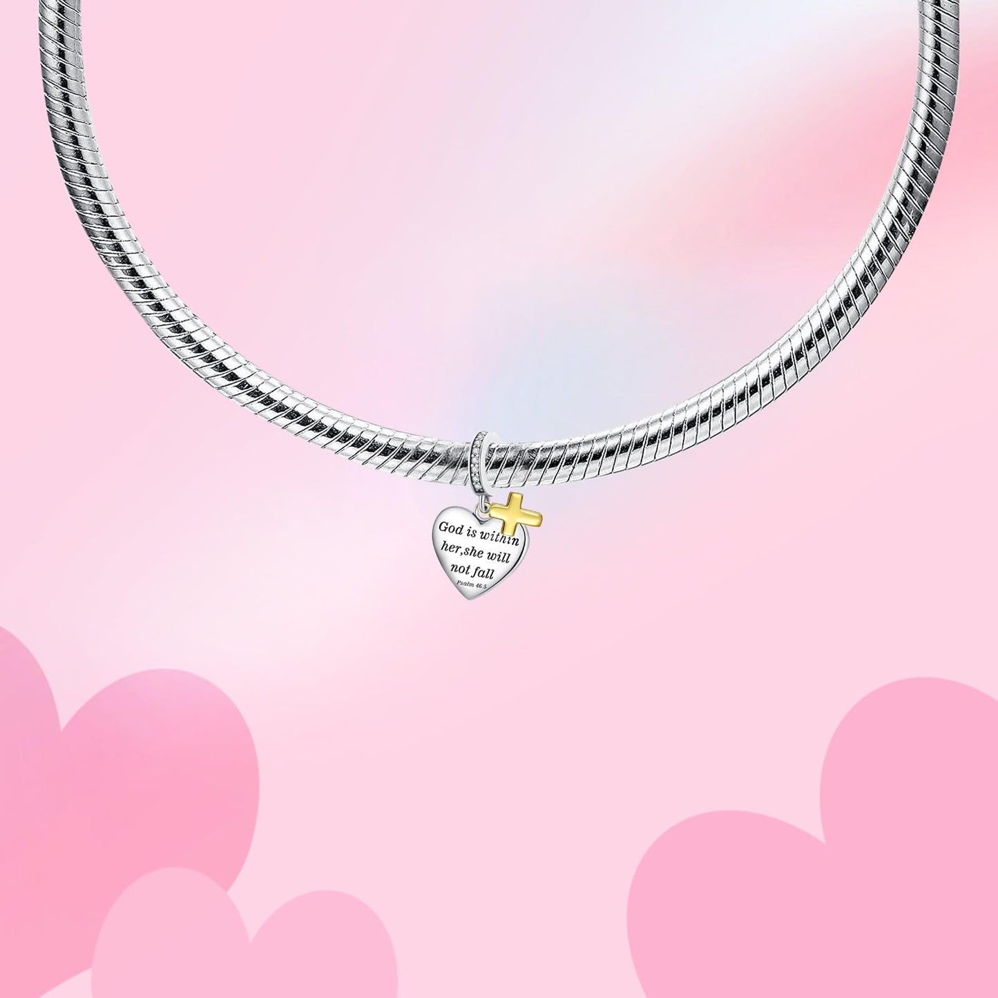 Alstade God is within her she will not fall Charm 925 Sterling Silver Charms fits Bracelets and Necklace Pendant Bead Charms Jew