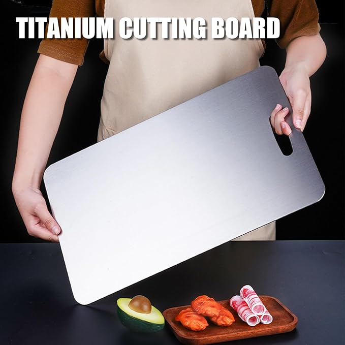 Titanium Cutting Board - 2025 New Upgrade 100% Pure Titanium Cutting Boards for Kitchen Double Sided Titanware Cutting Board,Hygiene Durable Dishwasher Safe Chopping Board (14x10 in)