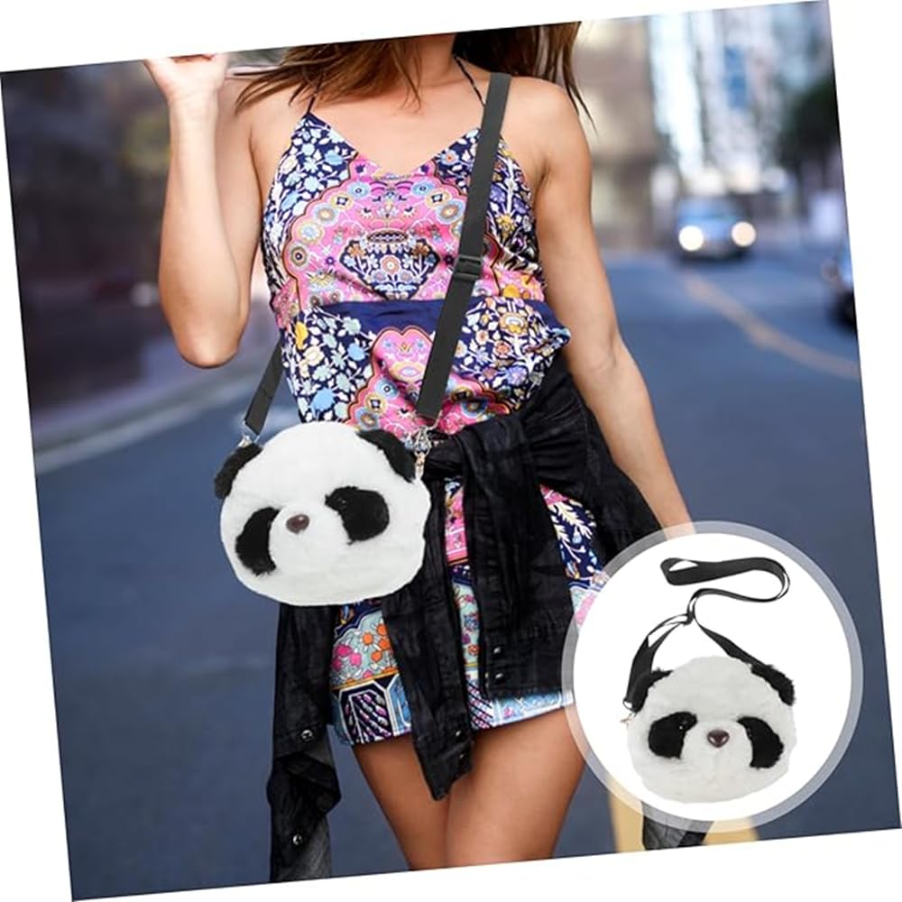Kawaii Panda Head Plush Bag Crossbody Wallet Shoulder Bag Coin Pouch Accessories Money Bag for Students Teens Girls Boys (Panada)