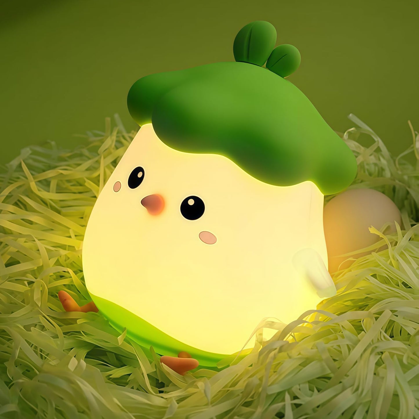 Myzztek Veggie Chick Lamp for Kids Room, Pat Control Chick Light for Breastfeeding, Silicone Night Light Nursery Bedside Lamp,US