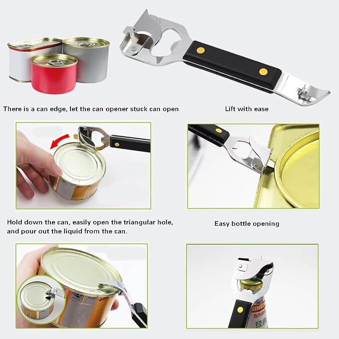 Bottle Opener - Manual Can Opener - Versatile 4-In-1 Can Opener for Kitchen Restaurants and Camping Trips (2)