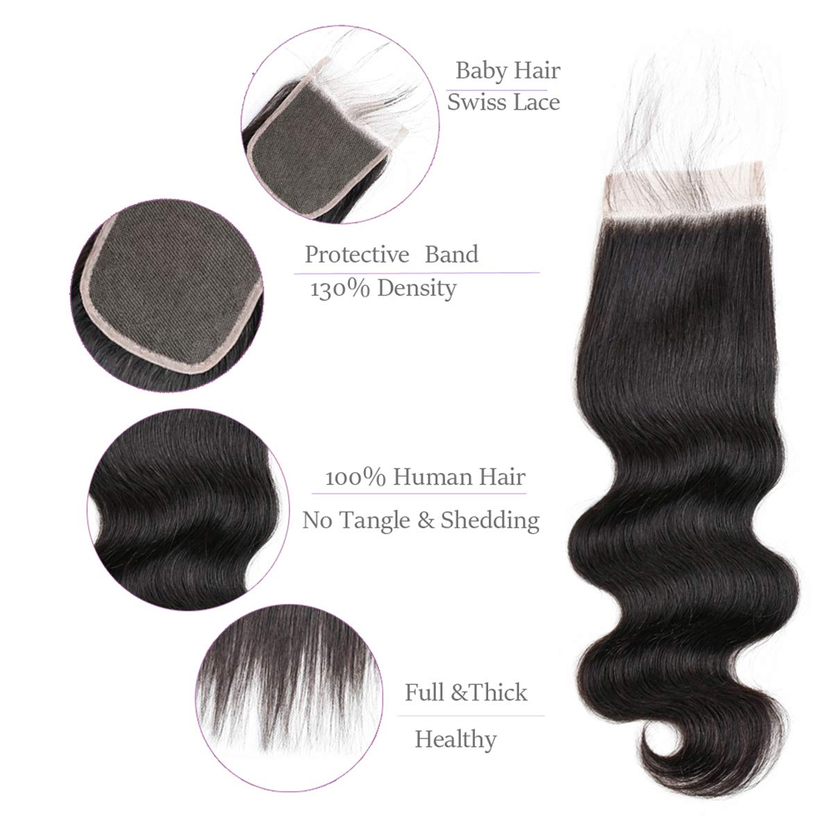 Beauhair Brazilian Body Wave Virgin Human Hair Bundles with Closure (22 24 26 with 20 closure) Unprocessed Bundles with Lace Clo