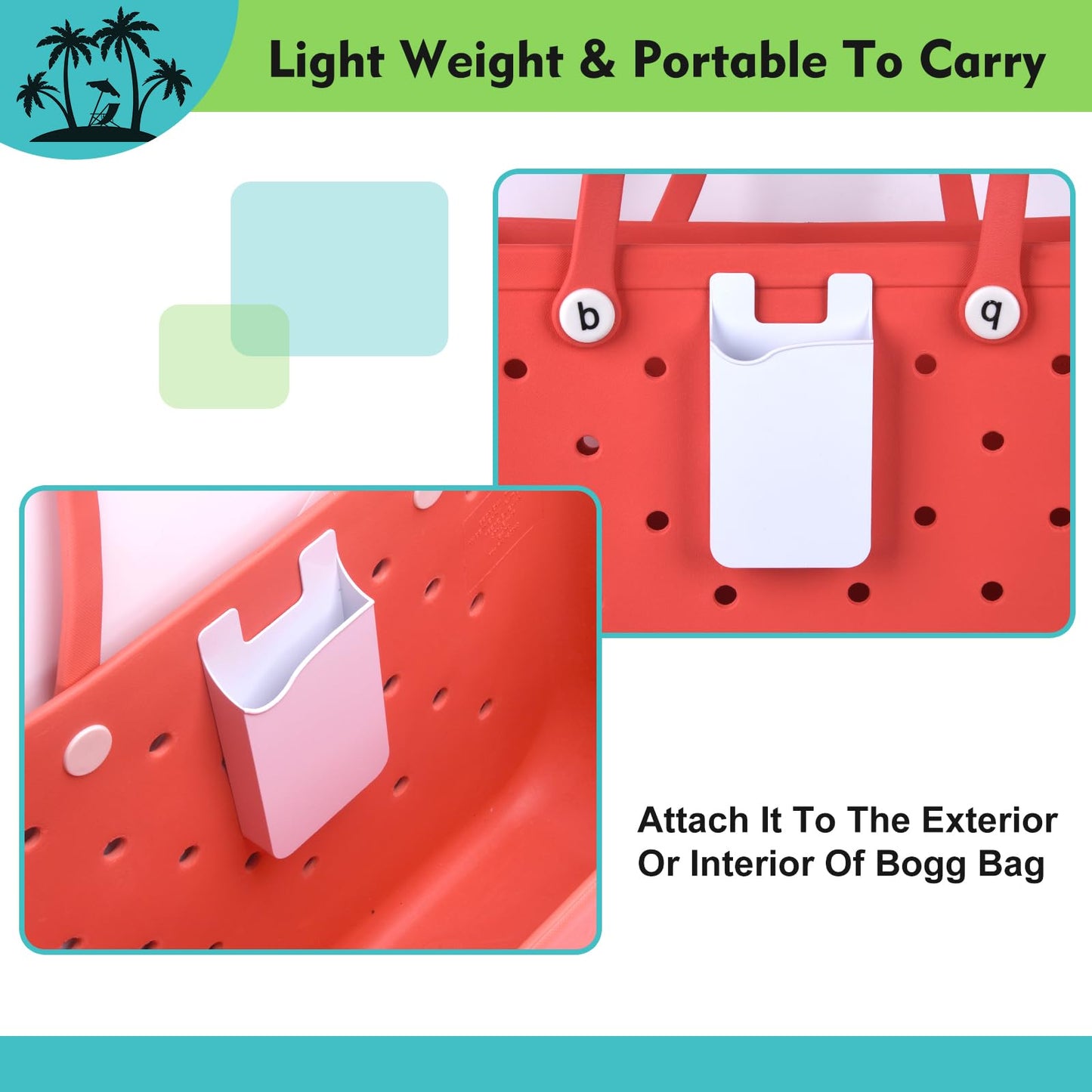 Raymall Phone Holder For Bogg Bag, Accessories For Beach Tote, Universal Hard Abs Plastic Phone Case Holder Accessories Compatib
