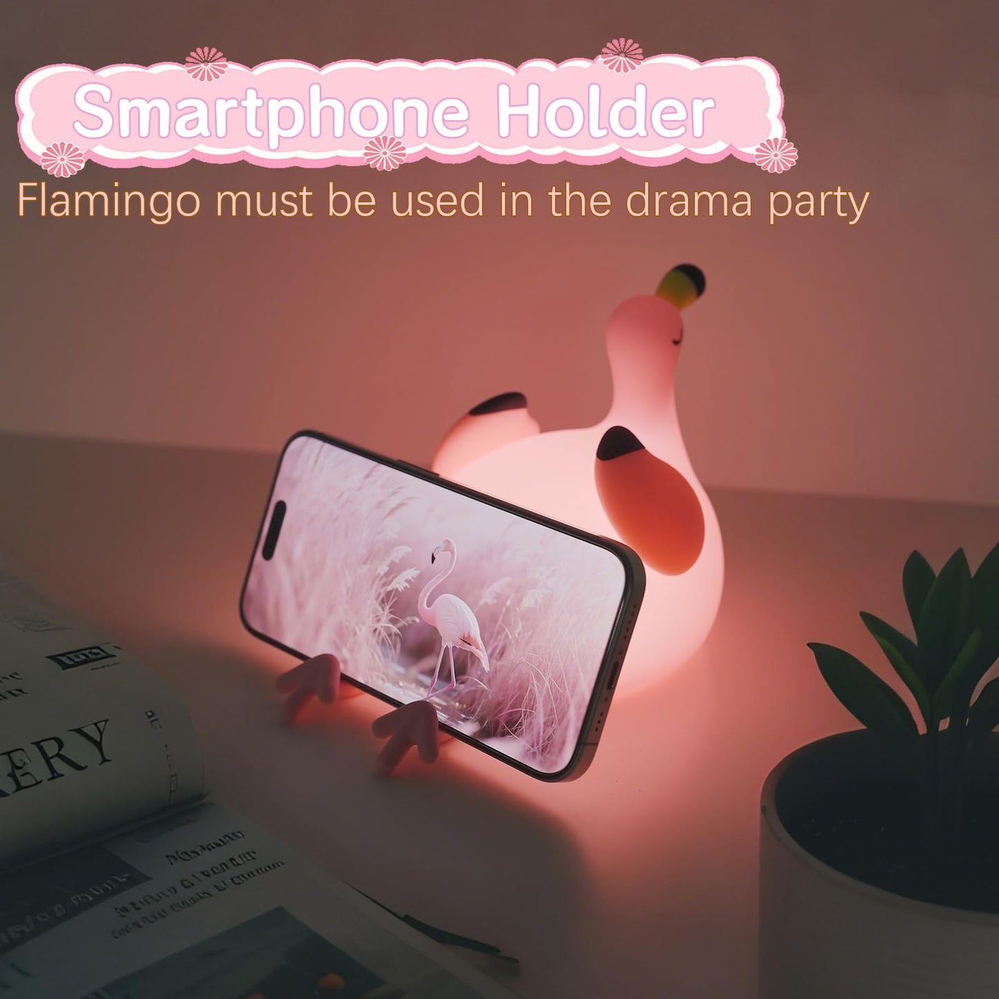 Yr Yrhh-Pet Flamingo Cute Night Light  Flamingo Decor Kids Squishy Lamp  Girls Pink Xams Gifts Trendy Stuff Toys  Rechargeable Dimmable Silicone Led Nightlight  Baby Nursery Dorm Kawaii Bedside Lamps