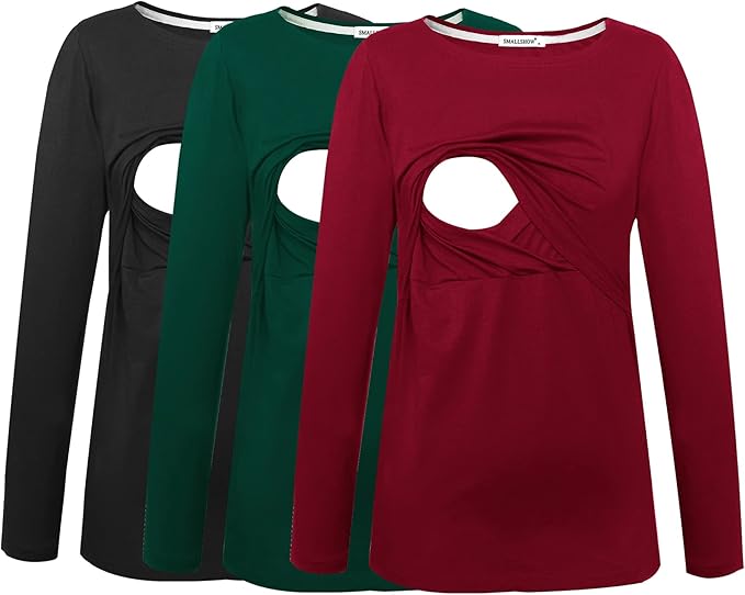 Smallshow Women's Maternity Nursing Tops Comfy Long Sleeve Breastfeeding T-Shirt