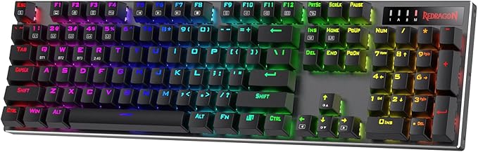Redragon K556 PRO Upgraded Wireless RGB Gaming Keyboard, BT/2.4Ghz Tri-Mode Aluminum Mechanical Keyboard w/No-Lag Connecti...