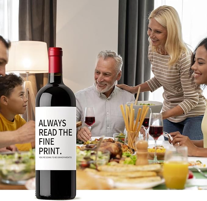 8 Pcs Grandparents Wine Labels, Baby Announcement Pregnancy Gifts for Grandparents Wine Bottle Stickers, New Grandparent Gifts, Pairs Well with Wedding Planning Wine Bottle Labels