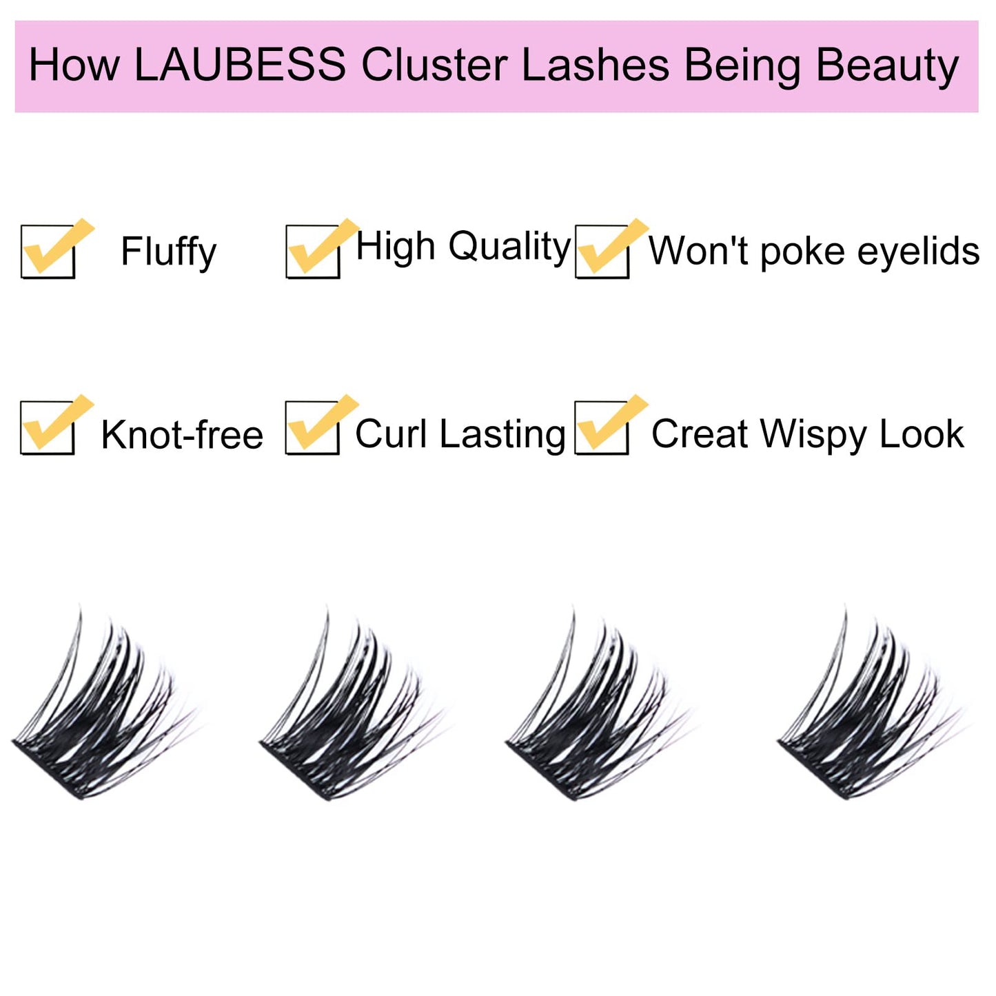 Lash Extension Kit LAUBESS Lash Clusters Kit Cluster Eyelash Extensions Kit Eyelash Clusters Lash Bond and Seal Waterproof Tweez