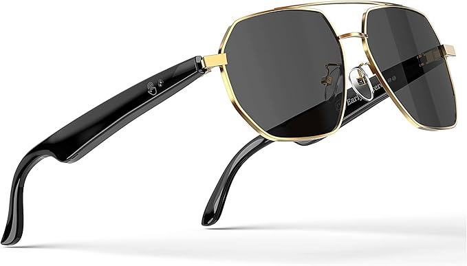 AI Smart Glasses with Chat GPT, AI Translation Glasses with 164 Language, Classic Aviator Sunglasses with Voice Assistant/...
