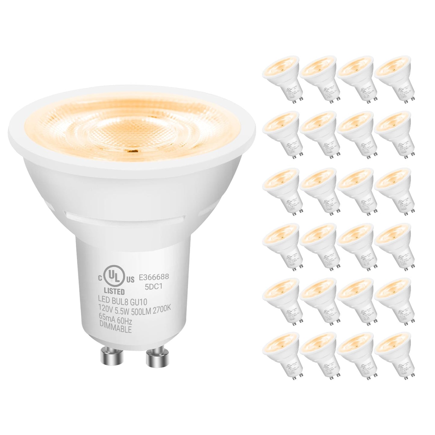 Daybetter Gu10 Led Light Bulbs  Dimmable Gu10 Bulb Replacement For Track Lighting  5.5W Equivalent 50W  500 Lm Warm White 2700K  Mr16 Led Bulb For Kitchen  Range Hood  Living Room  24 Pack