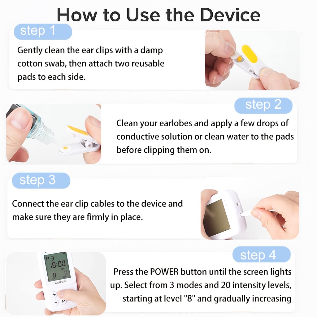 Dual Ear Clip Relaxation Device – 3 Modes & 20 Intensity Levels, Gentle Calming Device for Better Rest, Stress Relief & Focus Support, Relaxation Gifts for Women & People with Anxiety