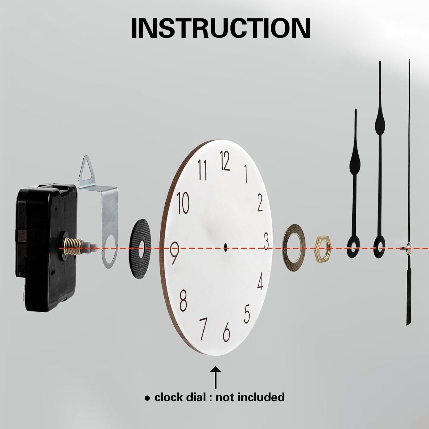 Aloneaka 2 Pieces Silent Clock Movement Mechanism Long and Short Shaft with 6 Different Pairs of Hands DIY Clock Repair Parts Motor Replacemen