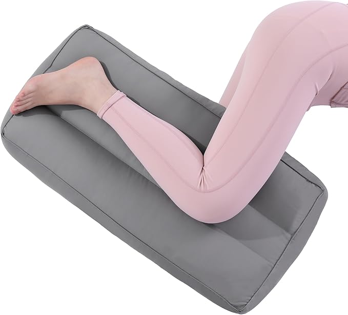 HOMBYS Knee Pillow for Side Sleepers,Down Alternative Between Leg Pillow for Sleeping,Under Knee Pillow for Sleeping on Back,Spine Alignment, Lower Back Pain Relief,Pregnancy Support,Dark Grey 4 inch