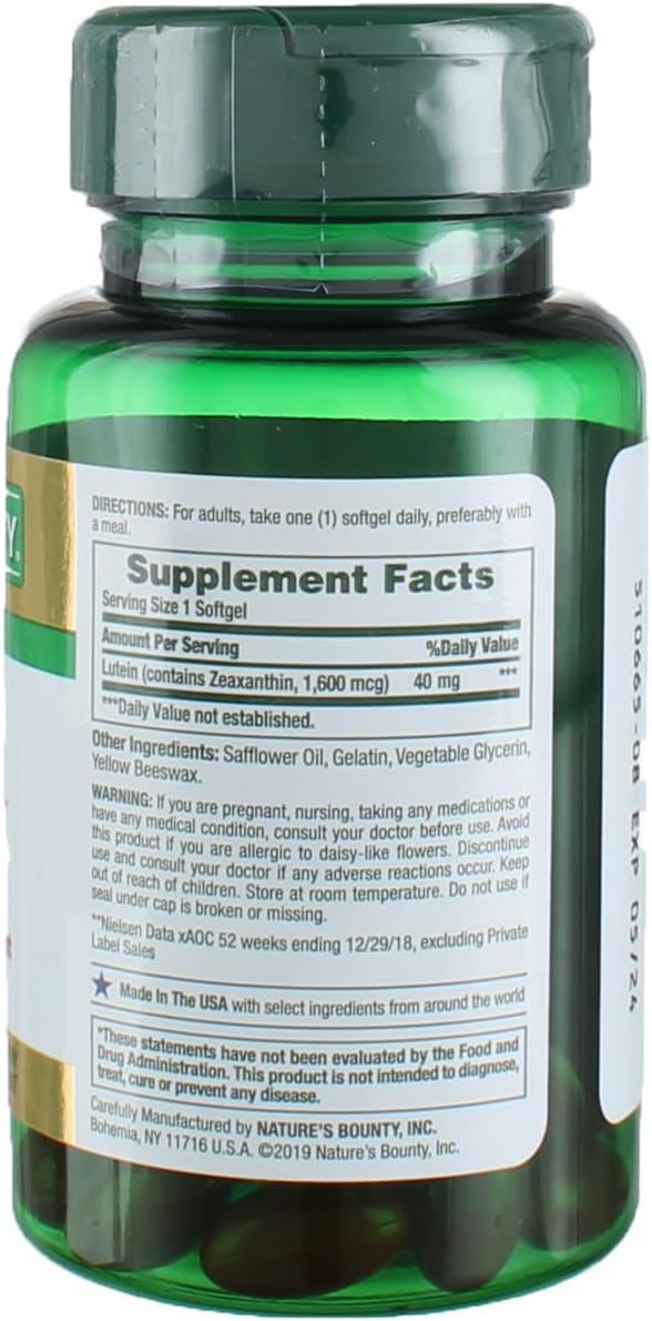 Nature's Bounty Lutein 40 Mg, 30-Count, Pack of 4