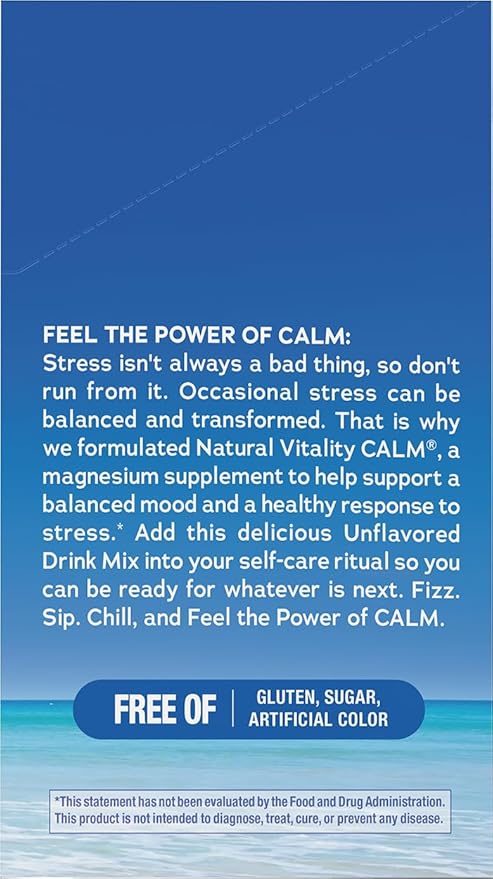 Natural Vitality Calm Magnesium Powder, Unflavored, 30 Packets (Package May Vary)